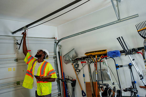 Professional Garage Door Panel Replacement technician working in Delshire, OH